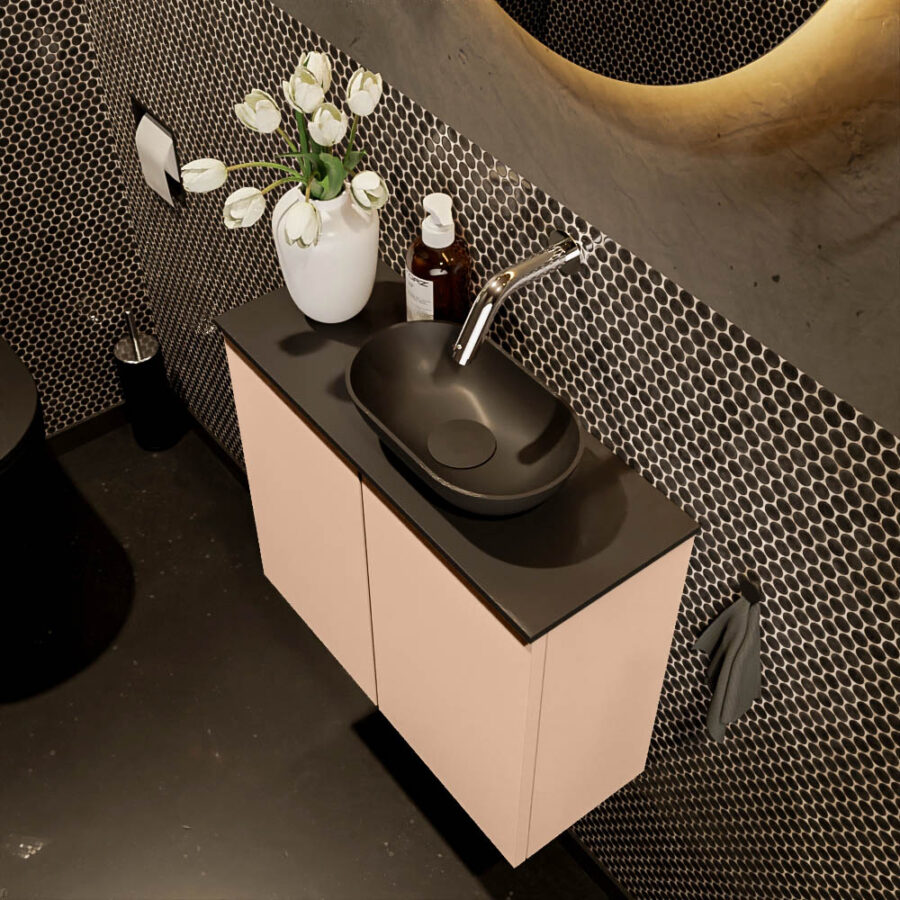 MONDIAZ FOWY toiletmeubel 60cm kleur rosee. Waskom positie rechts kleur urban | urban. Zonder kraangat - Afbeelding 3