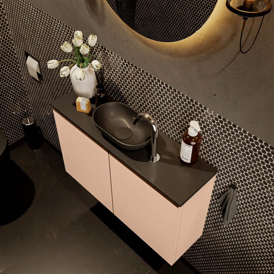 MONDIAZ FOWY toiletmeubel 80cm kleur rosee. Waskom positie midden kleur urban | urban. Met 1 kraangat - Afbeelding 3