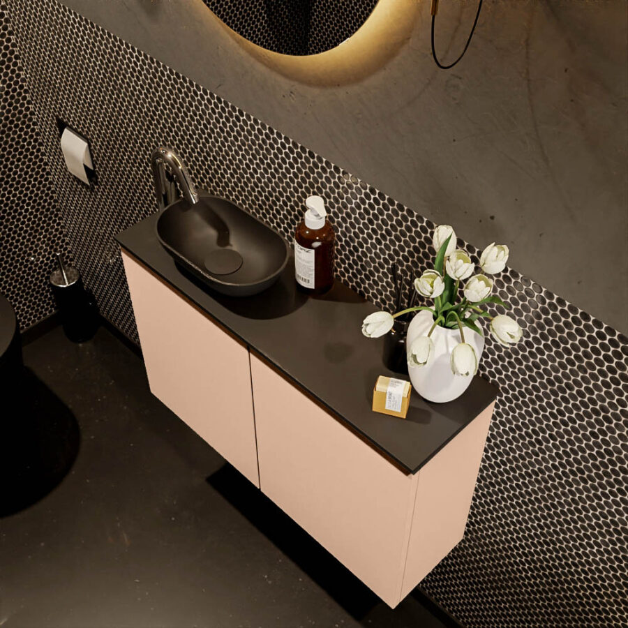 MONDIAZ FOWY toiletmeubel 80cm kleur rosee. Waskom positie links kleur urban | urban. Met 1 kraangat - Afbeelding 3