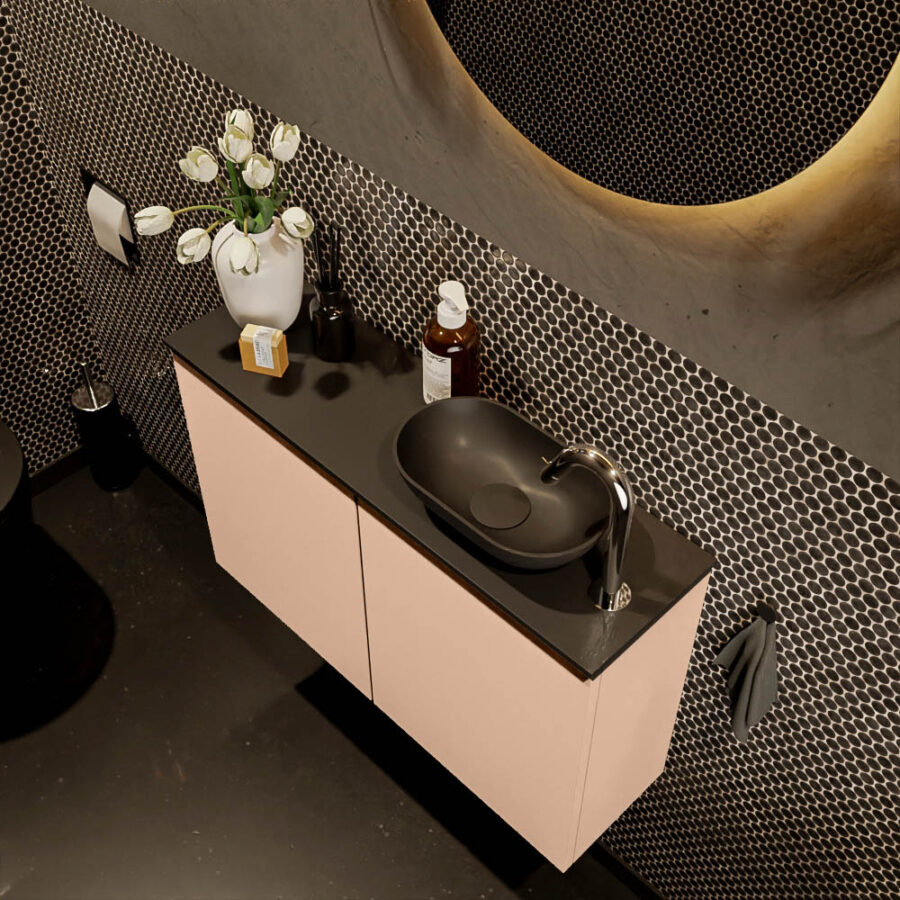 MONDIAZ FOWY toiletmeubel 80cm kleur rosee. Waskom positie rechts kleur urban | urban. Met 1 kraangat - Afbeelding 3