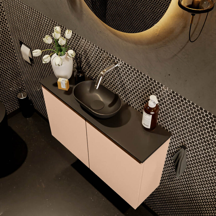 MONDIAZ FOWY toiletmeubel 80cm kleur rosee. Waskom positie midden kleur urban | urban. Zonder kraangat - Afbeelding 3