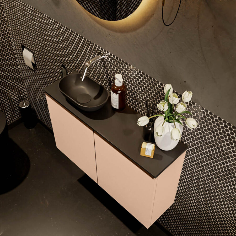 MONDIAZ FOWY toiletmeubel 80cm kleur rosee. Waskom positie links kleur urban | urban. Zonder kraangat - Afbeelding 3