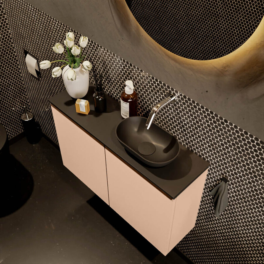 MONDIAZ FOWY toiletmeubel 80cm kleur rosee. Waskom positie rechts kleur urban | urban. Zonder kraangat - Afbeelding 3