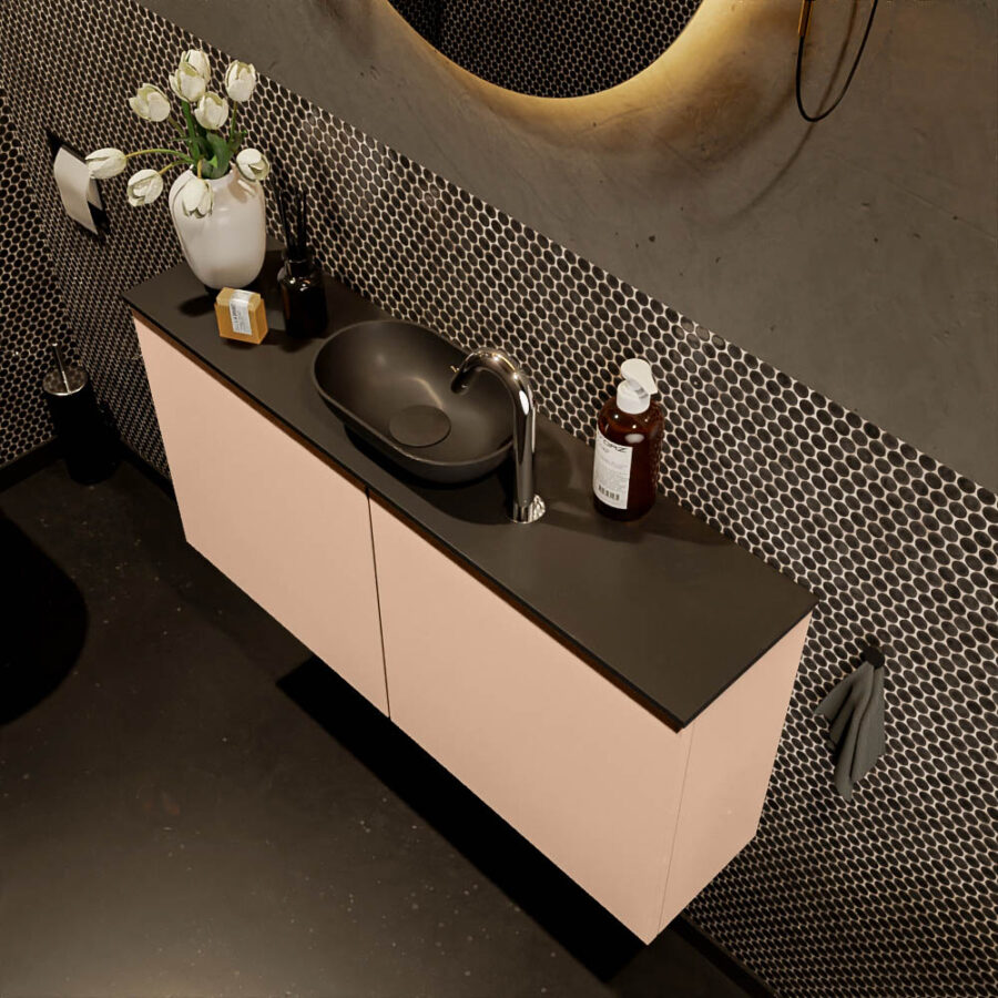 MONDIAZ FOWY toiletmeubel 100cm kleur rosee. Waskom positie midden kleur urban | urban. Met 1 kraangat - Afbeelding 3