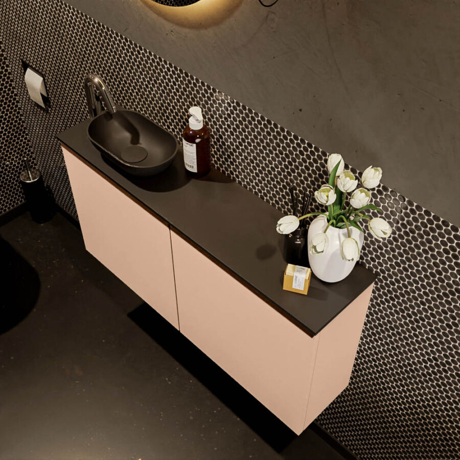 MONDIAZ FOWY toiletmeubel 100cm kleur rosee. Waskom positie links kleur urban | urban. Met 1 kraangat - Afbeelding 3