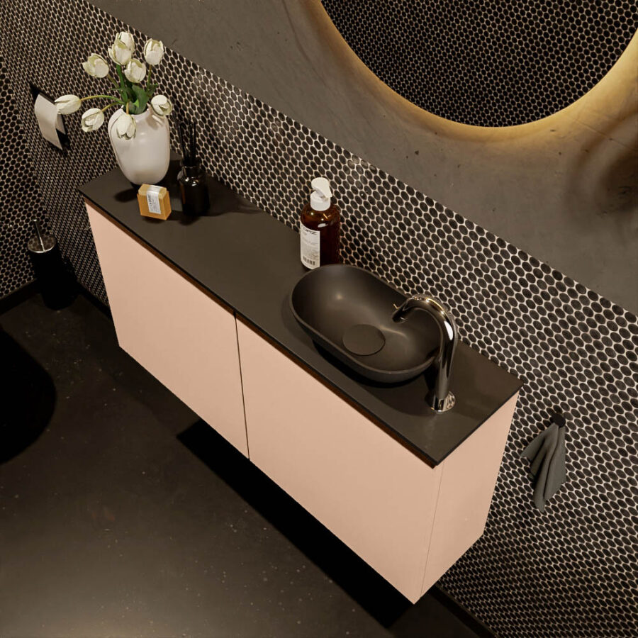 MONDIAZ FOWY toiletmeubel 100cm kleur rosee. Waskom positie rechts kleur urban | urban. Met 1 kraangat - Afbeelding 3