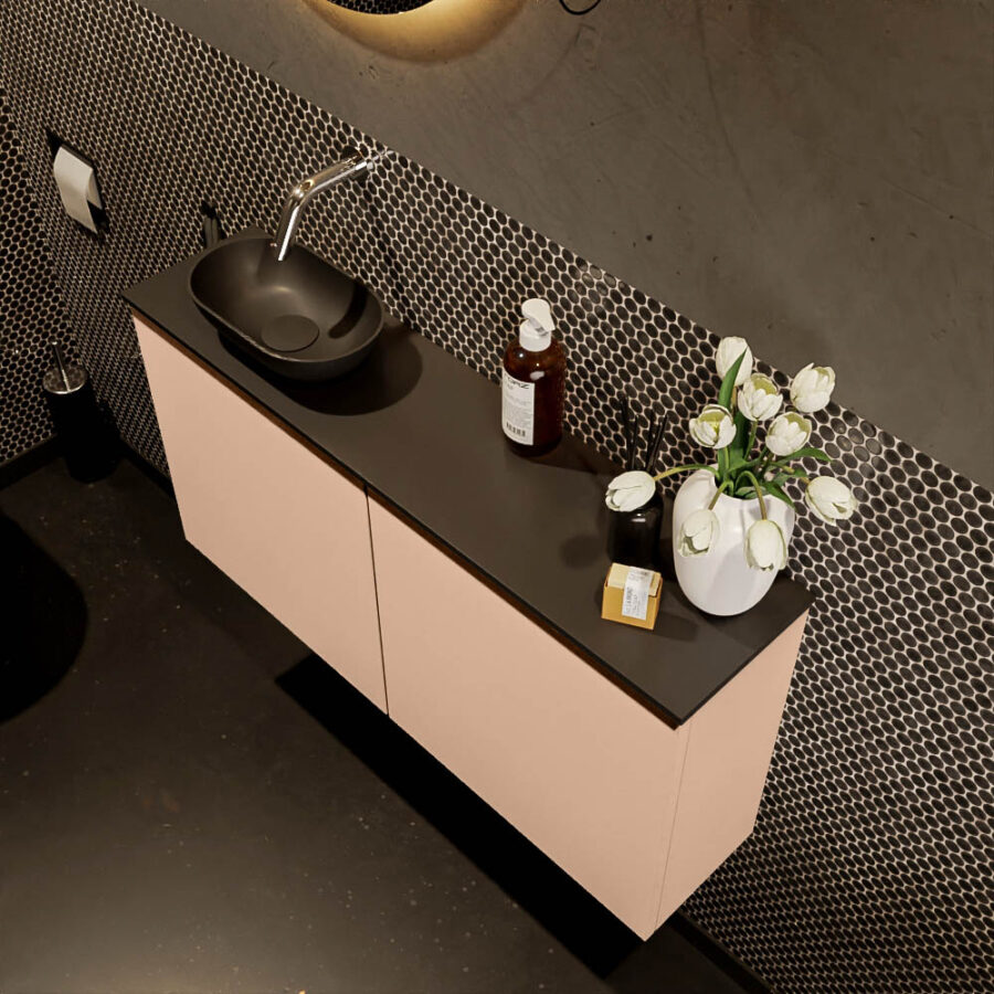 MONDIAZ FOWY toiletmeubel 100cm kleur rosee. Waskom positie links kleur urban | urban. Zonder kraangat - Afbeelding 3
