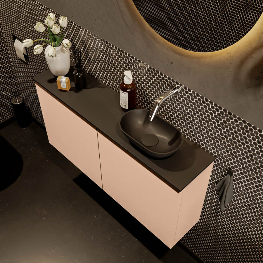 MONDIAZ FOWY toiletmeubel 100cm kleur rosee. Waskom positie rechts kleur urban | urban. Zonder kraangat - Afbeelding 3