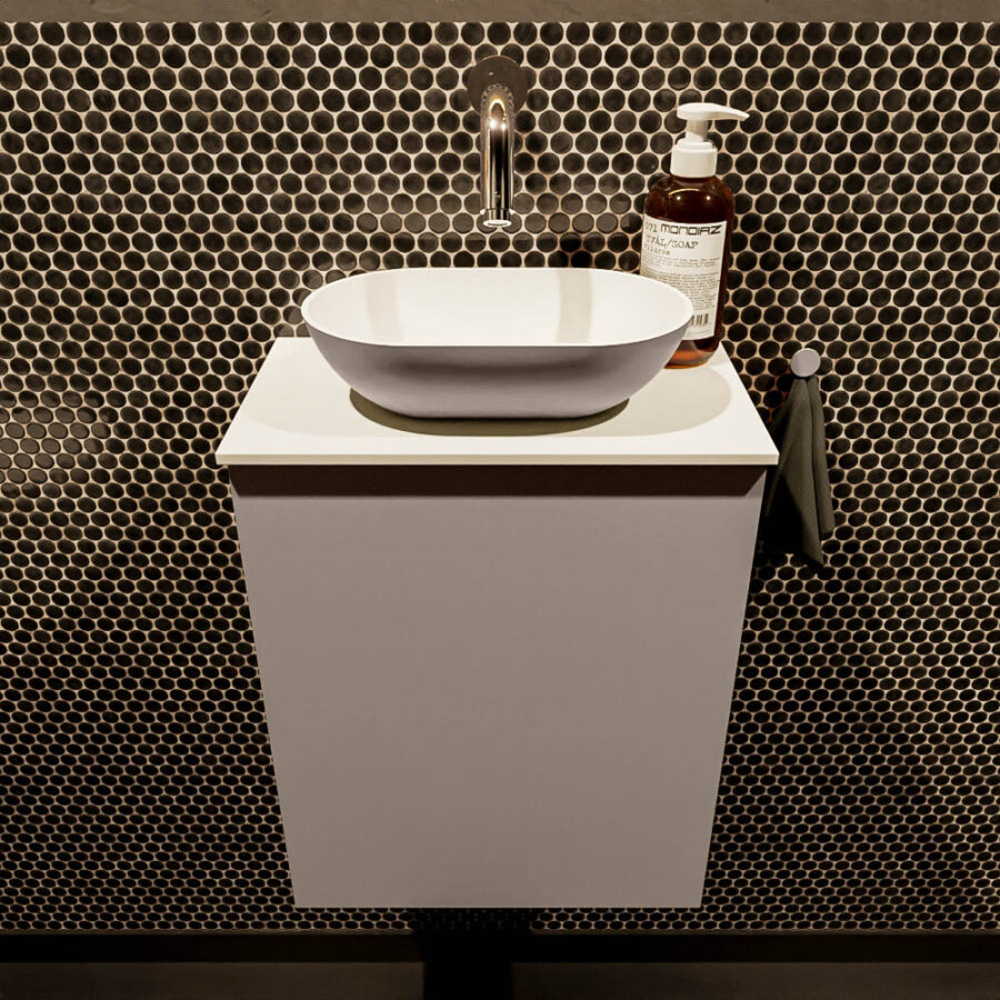 MONDIAZ FOWY toiletmeubel 40cm kleur smoke. Waskom positie midden kleur smoke | talc. Zonder kraangat - Afbeelding 2