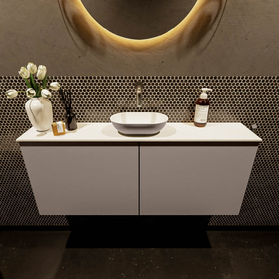 MONDIAZ FOWY toiletmeubel 120cm kleur smoke. Waskom positie midden kleur smoke | talc. Zonder kraangat - Afbeelding 2