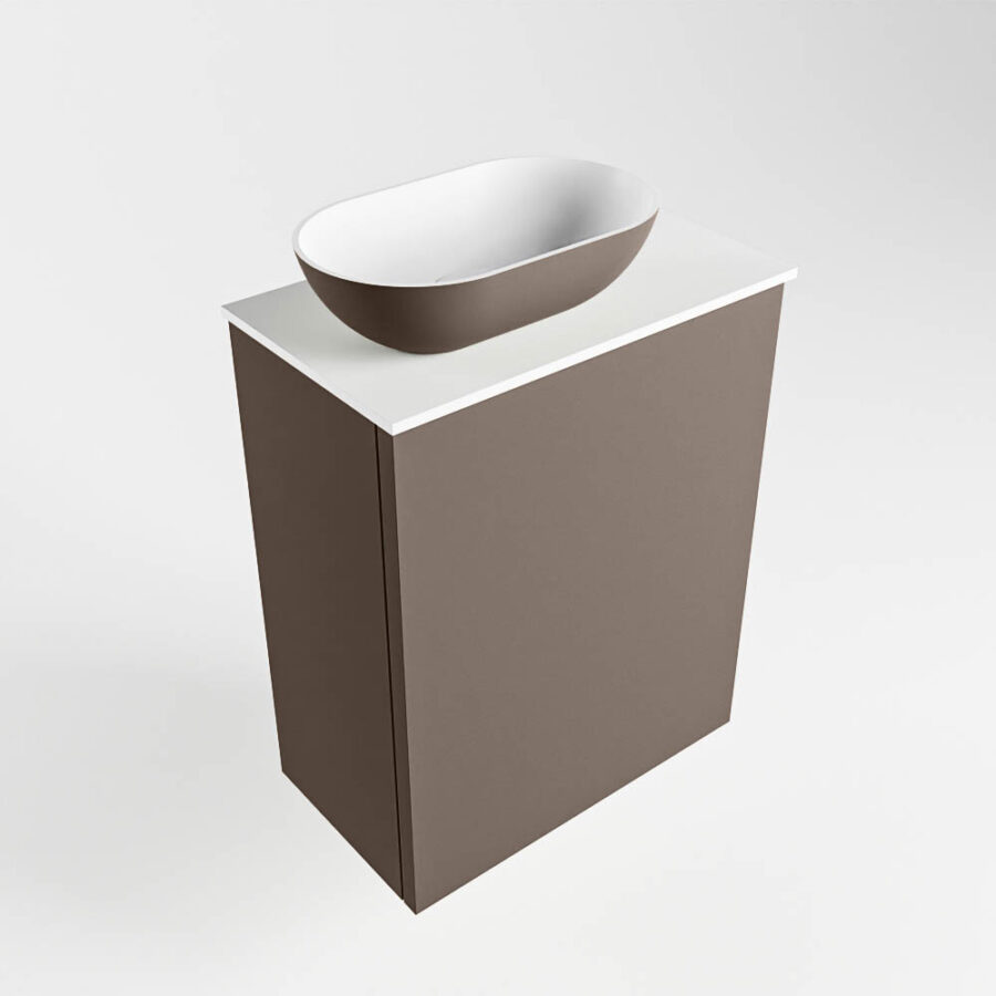 MONDIAZ FOWY toiletmeubel 40cm kleur smoke. Waskom positie links kleur smoke | talc. Met 1 kraangat - Afbeelding 4