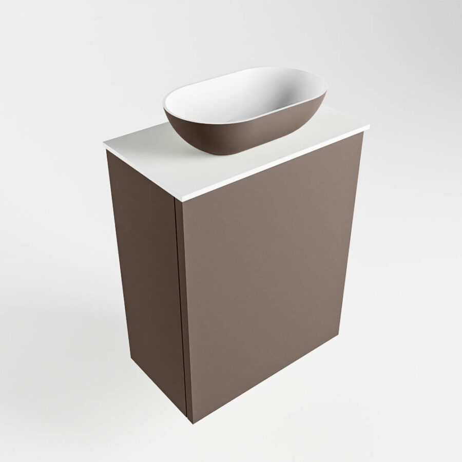 MONDIAZ FOWY toiletmeubel 40cm kleur smoke. Waskom positie midden kleur smoke | talc. Zonder kraangat - Afbeelding 4
