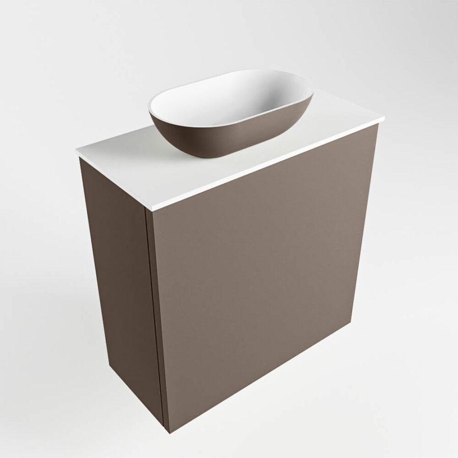 MONDIAZ FOWY toiletmeubel 50cm kleur smoke. Waskom positie links kleur smoke | talc. Met 1 kraangat - Afbeelding 4