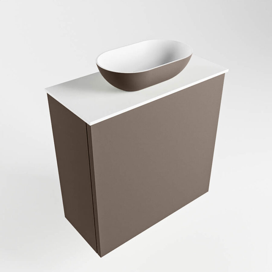 MONDIAZ FOWY toiletmeubel 50cm kleur smoke. Waskom positie midden kleur smoke | talc. Zonder kraangat - Afbeelding 4