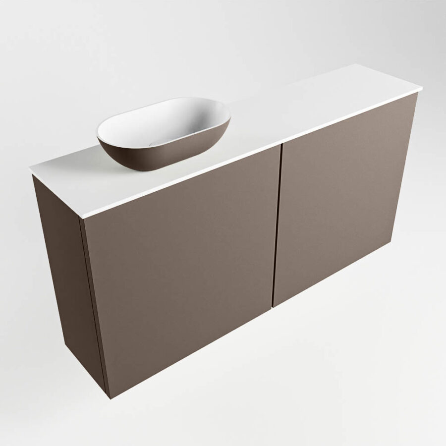 MONDIAZ FOWY toiletmeubel 100cm kleur smoke. Waskom positie links kleur smoke | talc. Met 1 kraangat - Afbeelding 4