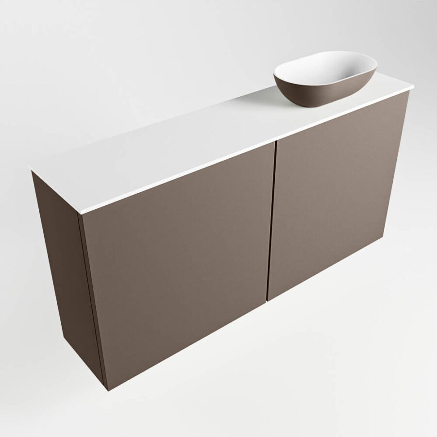 MONDIAZ FOWY toiletmeubel 100cm kleur smoke. Waskom positie rechts kleur smoke | talc. Met 1 kraangat - Afbeelding 4