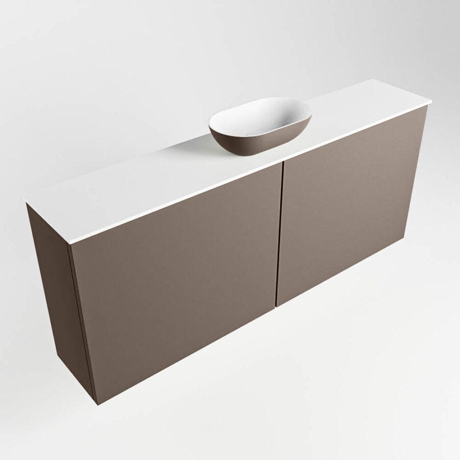 MONDIAZ FOWY toiletmeubel 120cm kleur smoke. Waskom positie midden kleur smoke | talc. Zonder kraangat - Afbeelding 4