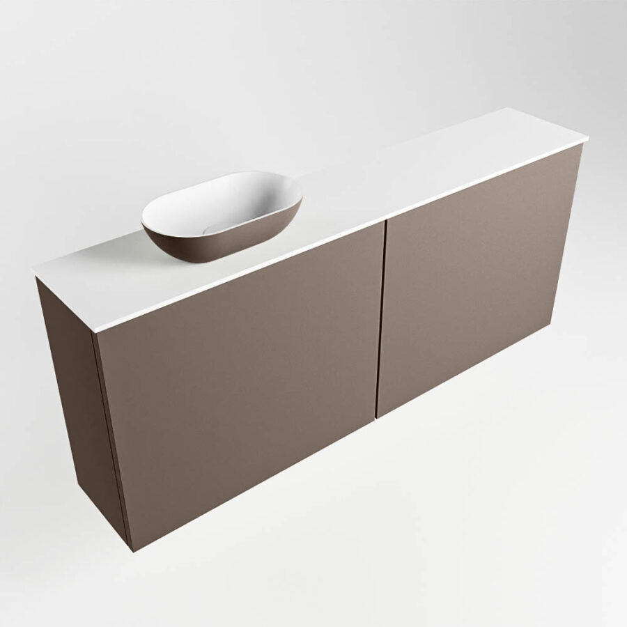 MONDIAZ FOWY toiletmeubel 120cm kleur smoke. Waskom positie links kleur smoke | talc. Zonder kraangat - Afbeelding 4