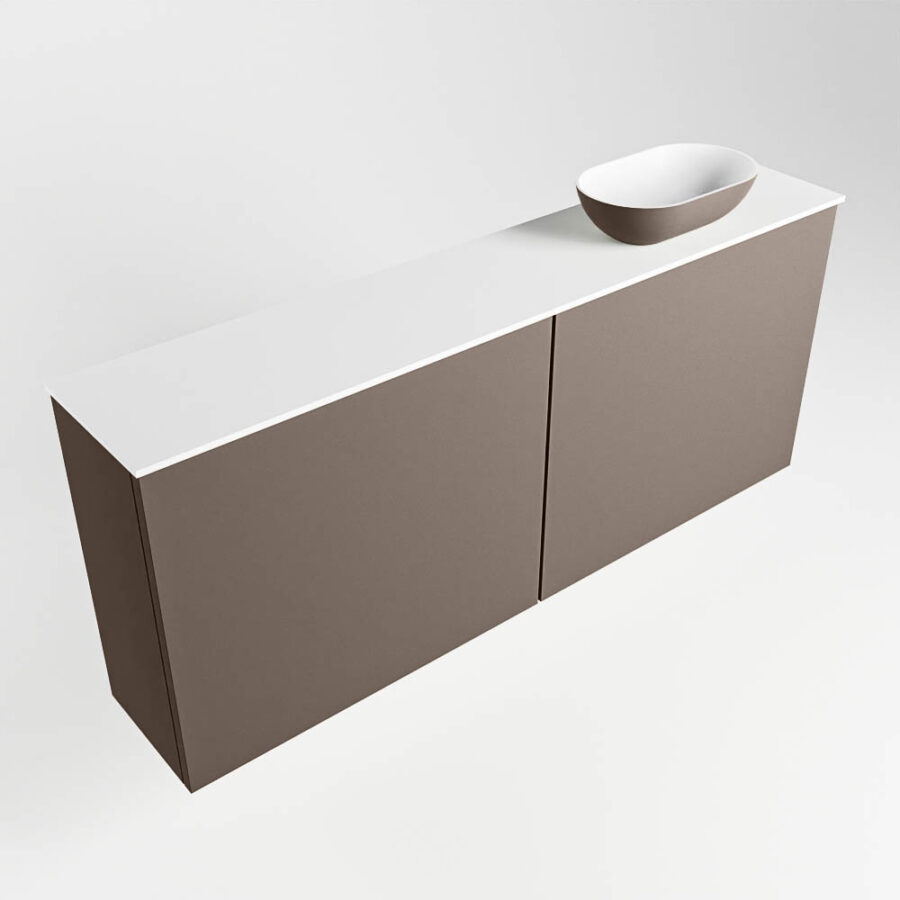 MONDIAZ FOWY toiletmeubel 120cm kleur smoke. Waskom positie rechts kleur smoke | talc. Zonder kraangat - Afbeelding 4