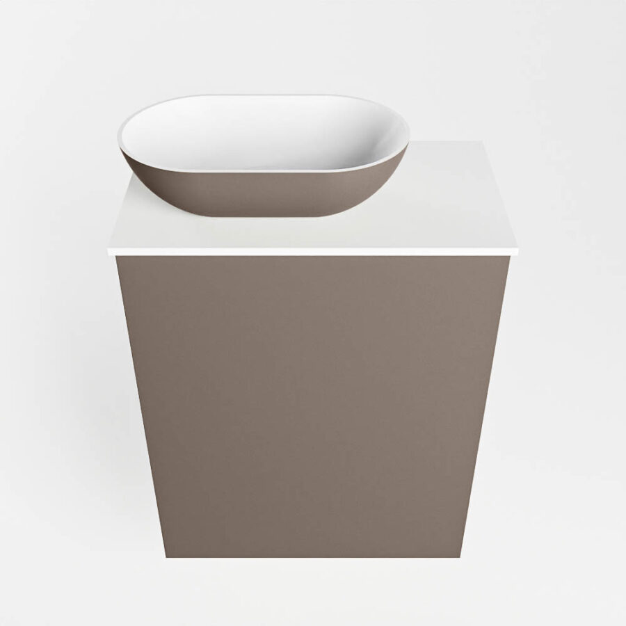 MONDIAZ FOWY toiletmeubel 40cm kleur smoke. Waskom positie links kleur smoke | talc. Met 1 kraangat - Afbeelding 5