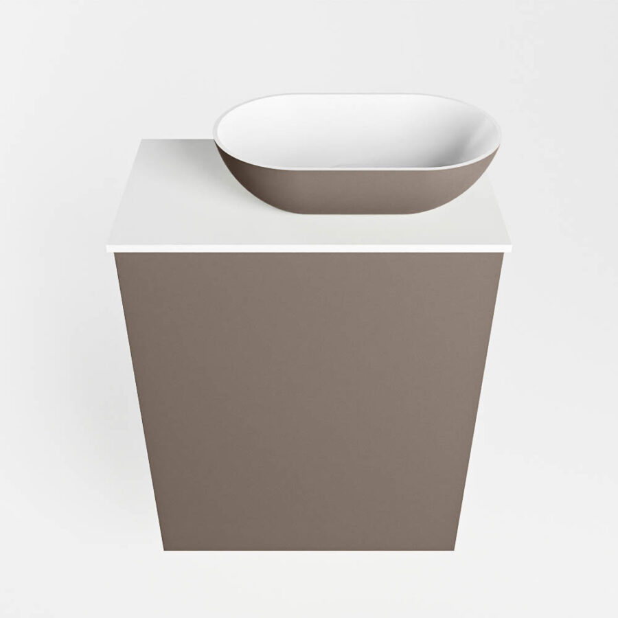 MONDIAZ FOWY toiletmeubel 40cm kleur smoke. Waskom positie rechts kleur smoke | talc. Met 1 kraangat - Afbeelding 5