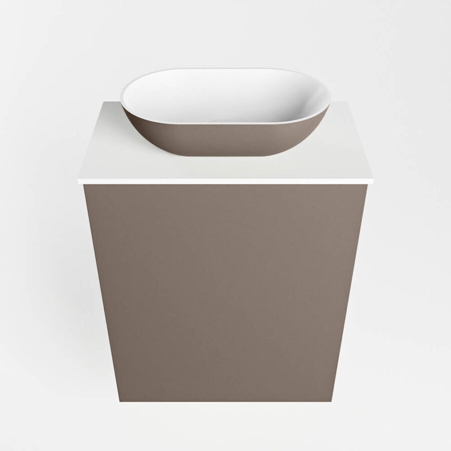 MONDIAZ FOWY toiletmeubel 40cm kleur smoke. Waskom positie midden kleur smoke | talc. Zonder kraangat - Afbeelding 5