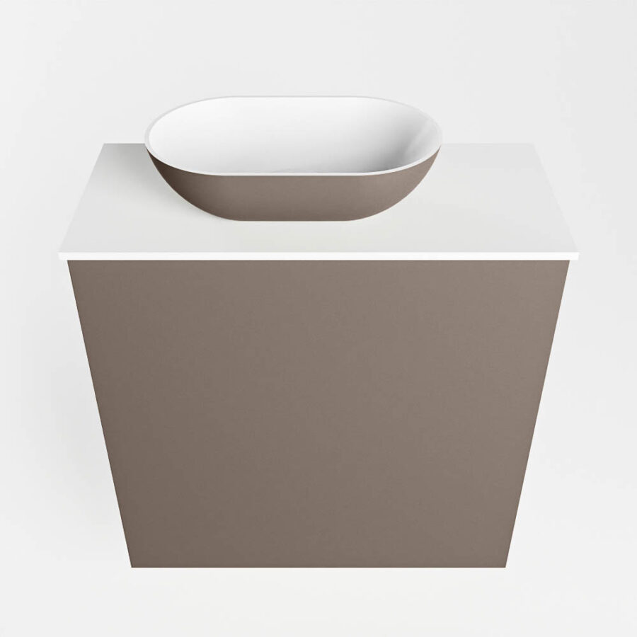 MONDIAZ FOWY toiletmeubel 50cm kleur smoke. Waskom positie links kleur smoke | talc. Met 1 kraangat - Afbeelding 5