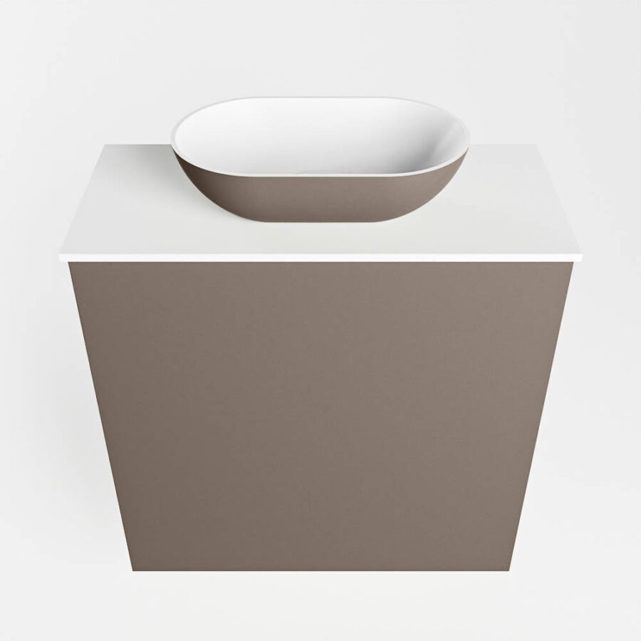 MONDIAZ FOWY toiletmeubel 50cm kleur smoke. Waskom positie midden kleur smoke | talc. Zonder kraangat - Afbeelding 5