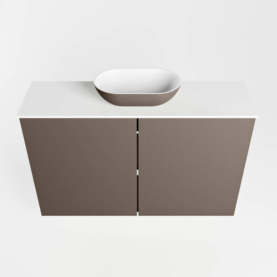 MONDIAZ FOWY toiletmeubel 80cm kleur smoke. Waskom positie midden kleur smoke | talc. Met 1 kraangat - Afbeelding 5