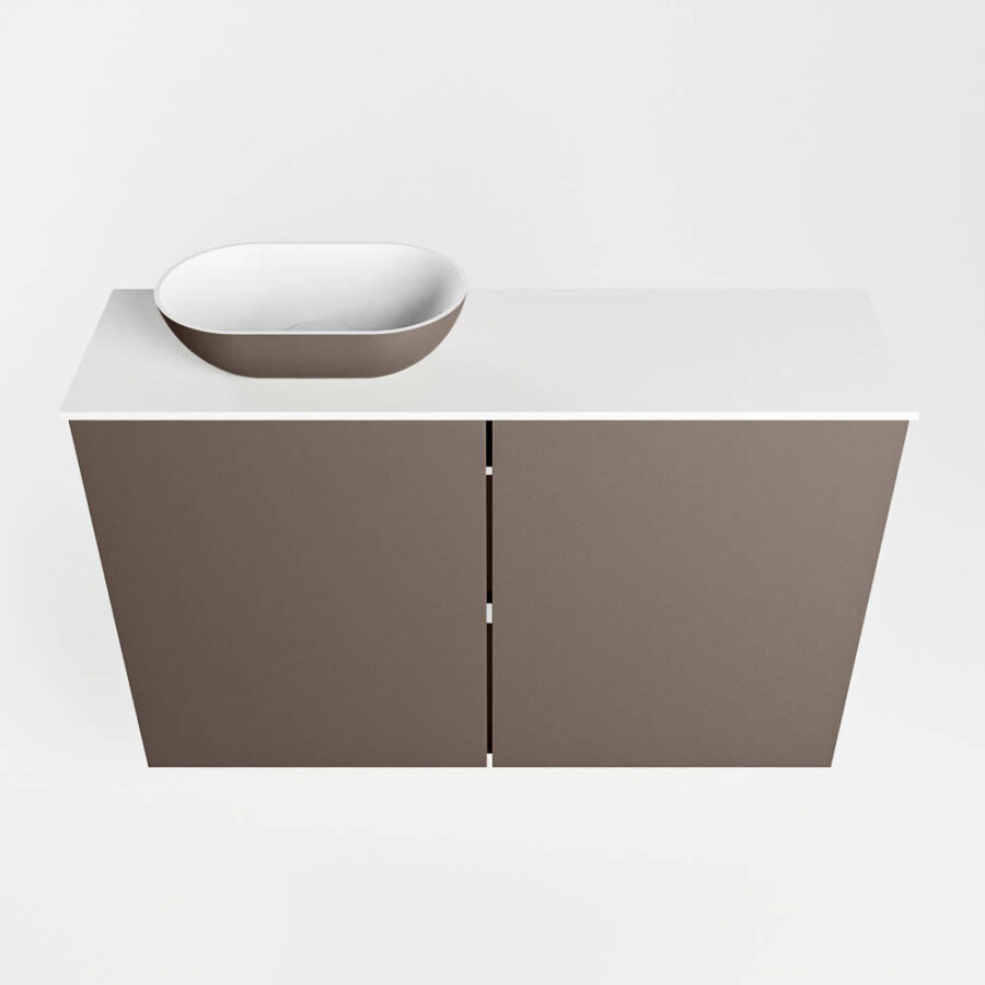 MONDIAZ FOWY toiletmeubel 80cm kleur smoke. Waskom positie links kleur smoke | talc. Met 1 kraangat - Afbeelding 5