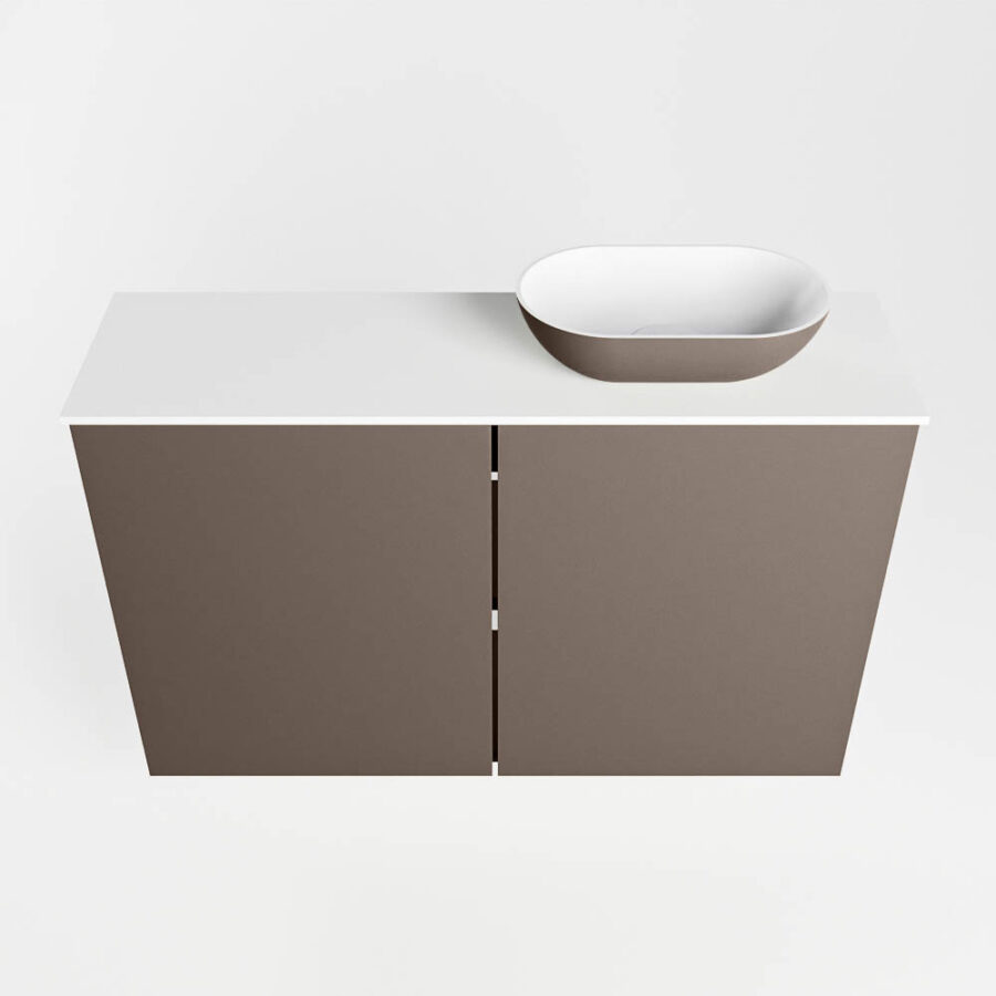 MONDIAZ FOWY toiletmeubel 80cm kleur smoke. Waskom positie rechts kleur smoke | talc. Met 1 kraangat - Afbeelding 5