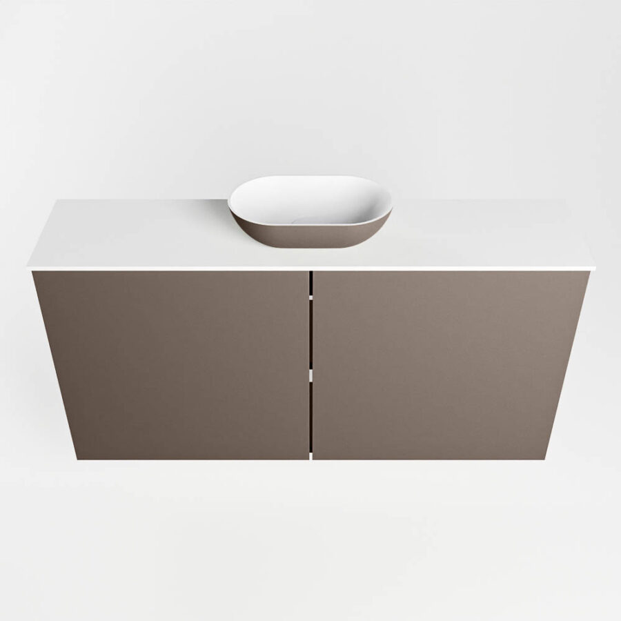 MONDIAZ FOWY toiletmeubel 100cm kleur smoke. Waskom positie midden kleur smoke | talc. Met 1 kraangat - Afbeelding 5