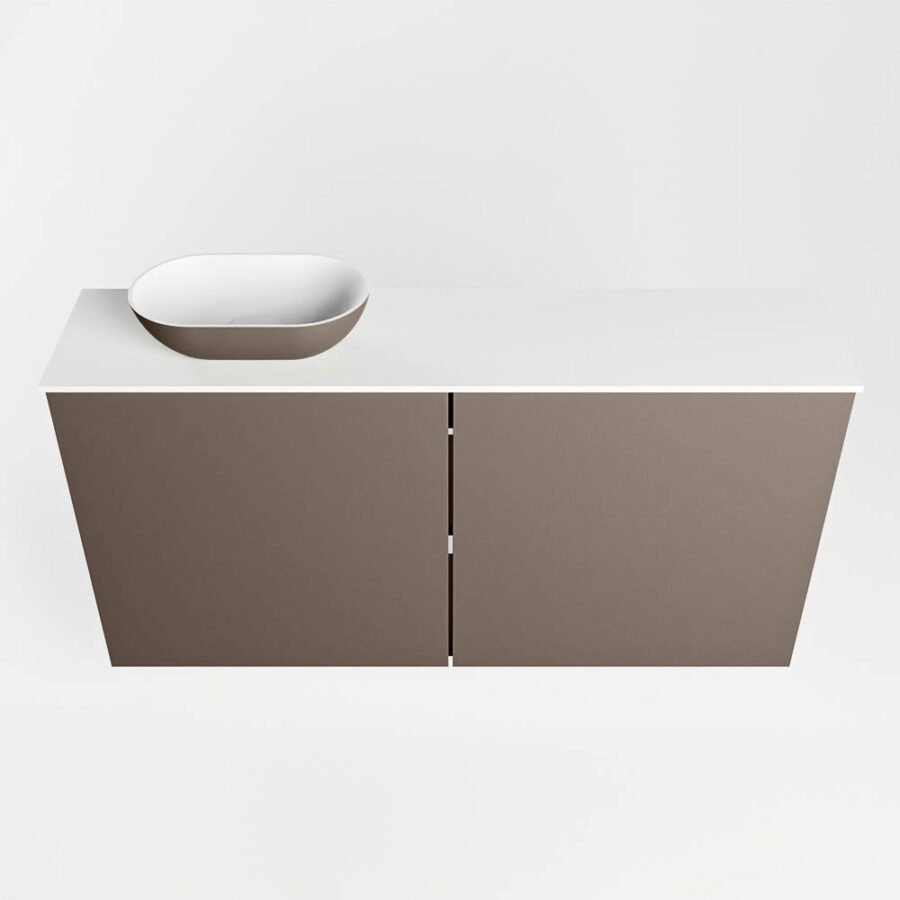 MONDIAZ FOWY toiletmeubel 100cm kleur smoke. Waskom positie links kleur smoke | talc. Met 1 kraangat - Afbeelding 5