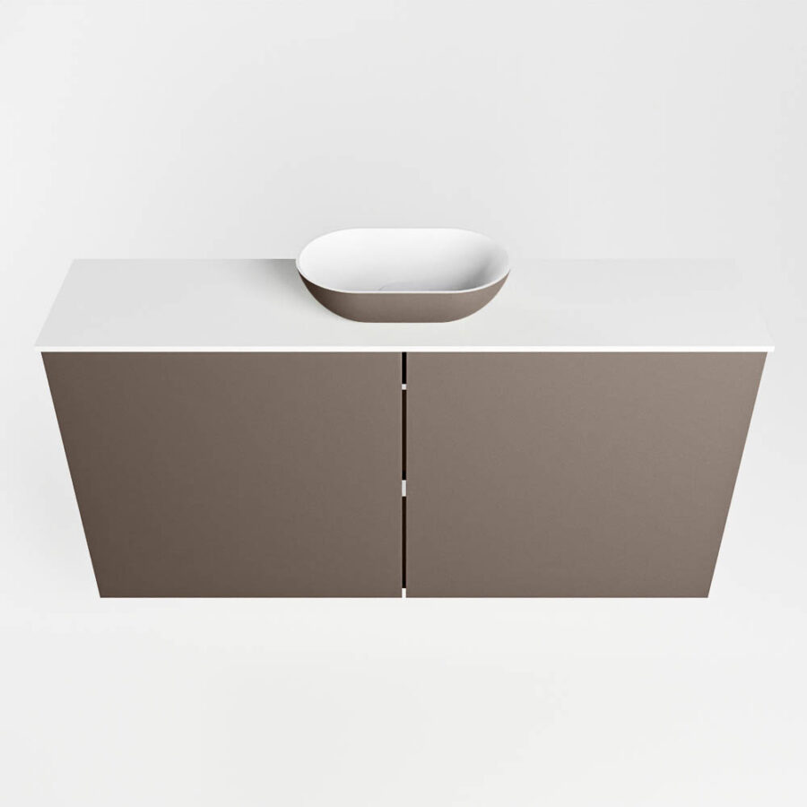 MONDIAZ FOWY toiletmeubel 100cm kleur smoke. Waskom positie midden kleur smoke | talc. Zonder kraangat - Afbeelding 5
