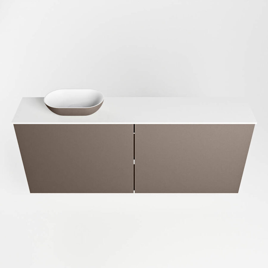 MONDIAZ FOWY toiletmeubel 120cm kleur smoke. Waskom positie links kleur smoke | talc. Zonder kraangat - Afbeelding 5