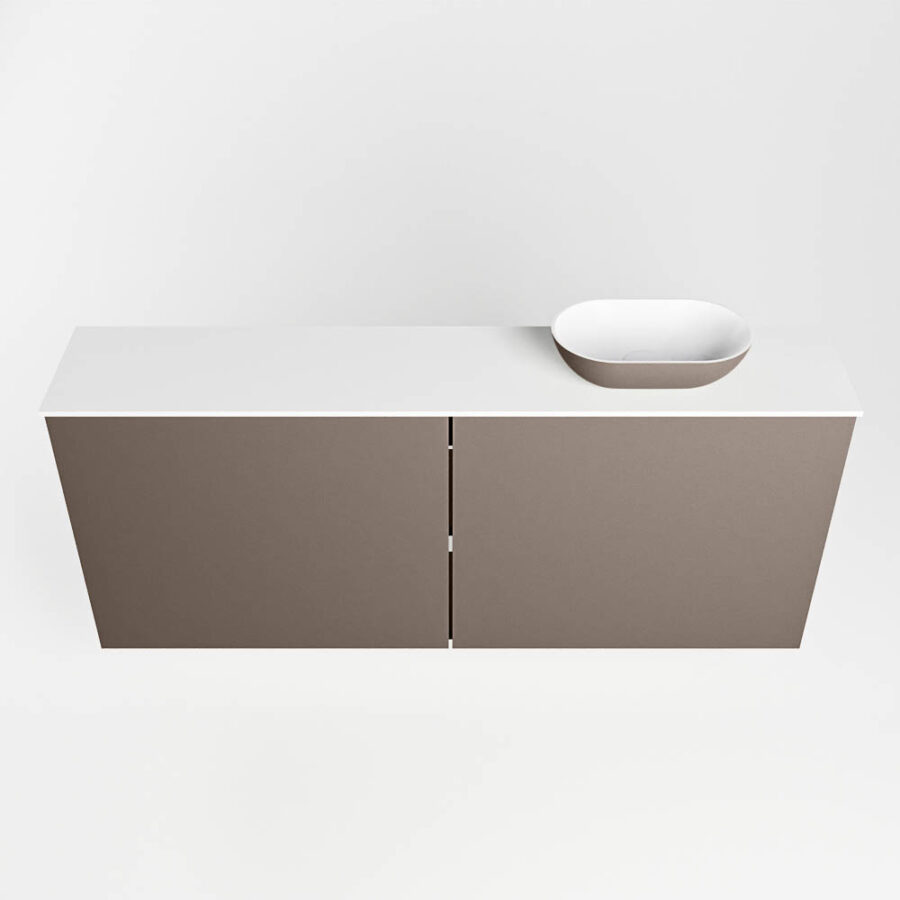 MONDIAZ FOWY toiletmeubel 120cm kleur smoke. Waskom positie rechts kleur smoke | talc. Zonder kraangat - Afbeelding 5
