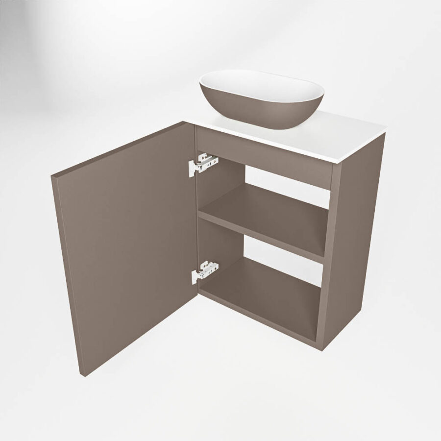 MONDIAZ FOWY toiletmeubel 40cm kleur smoke. Waskom positie links kleur smoke | talc. Met 1 kraangat - Afbeelding 6