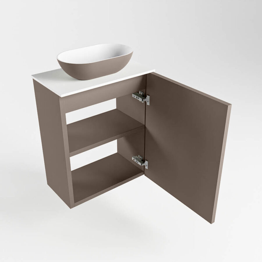 MONDIAZ FOWY toiletmeubel 40cm kleur smoke. Waskom positie midden kleur smoke | talc. Zonder kraangat - Afbeelding 6