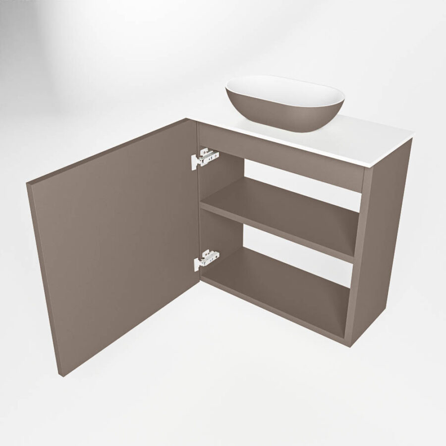MONDIAZ FOWY toiletmeubel 50cm kleur smoke. Waskom positie links kleur smoke | talc. Met 1 kraangat - Afbeelding 6