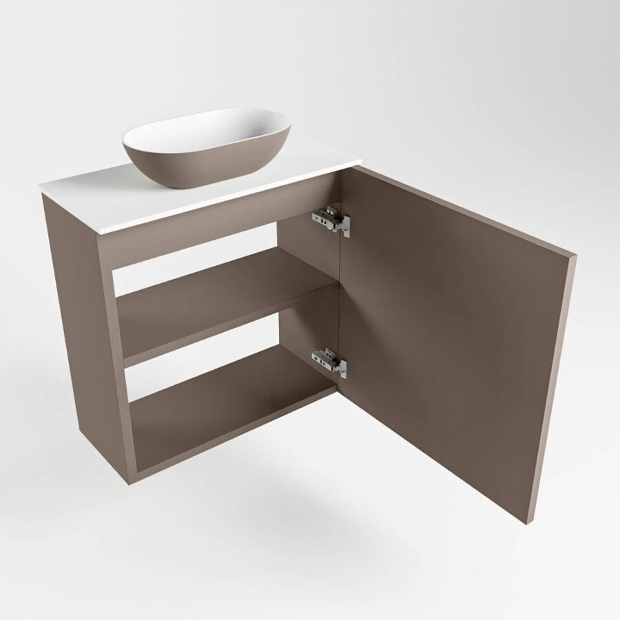 MONDIAZ FOWY toiletmeubel 50cm kleur smoke. Waskom positie midden kleur smoke | talc. Zonder kraangat - Afbeelding 6