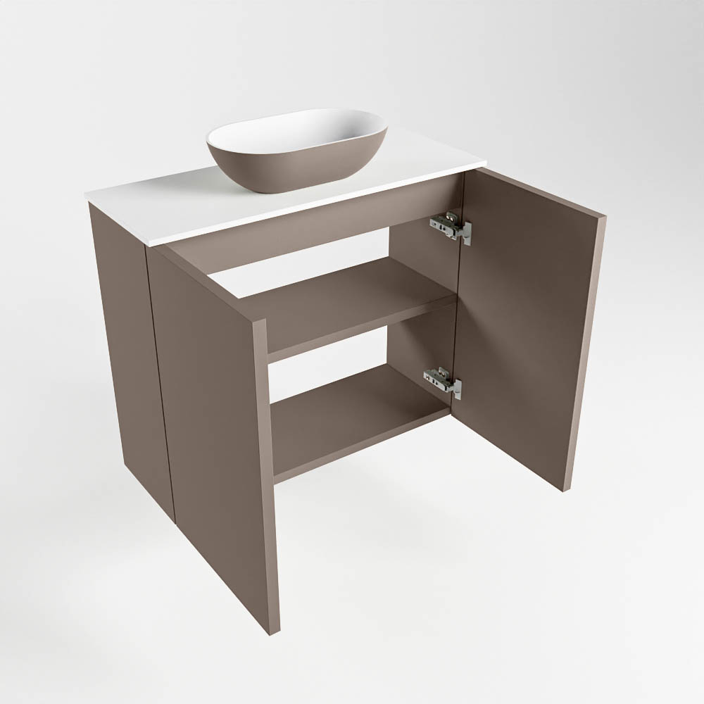 MONDIAZ FOWY toiletmeubel 60cm kleur smoke. Waskom positie midden kleur smoke | talc. Met 1 kraangat - Afbeelding 6