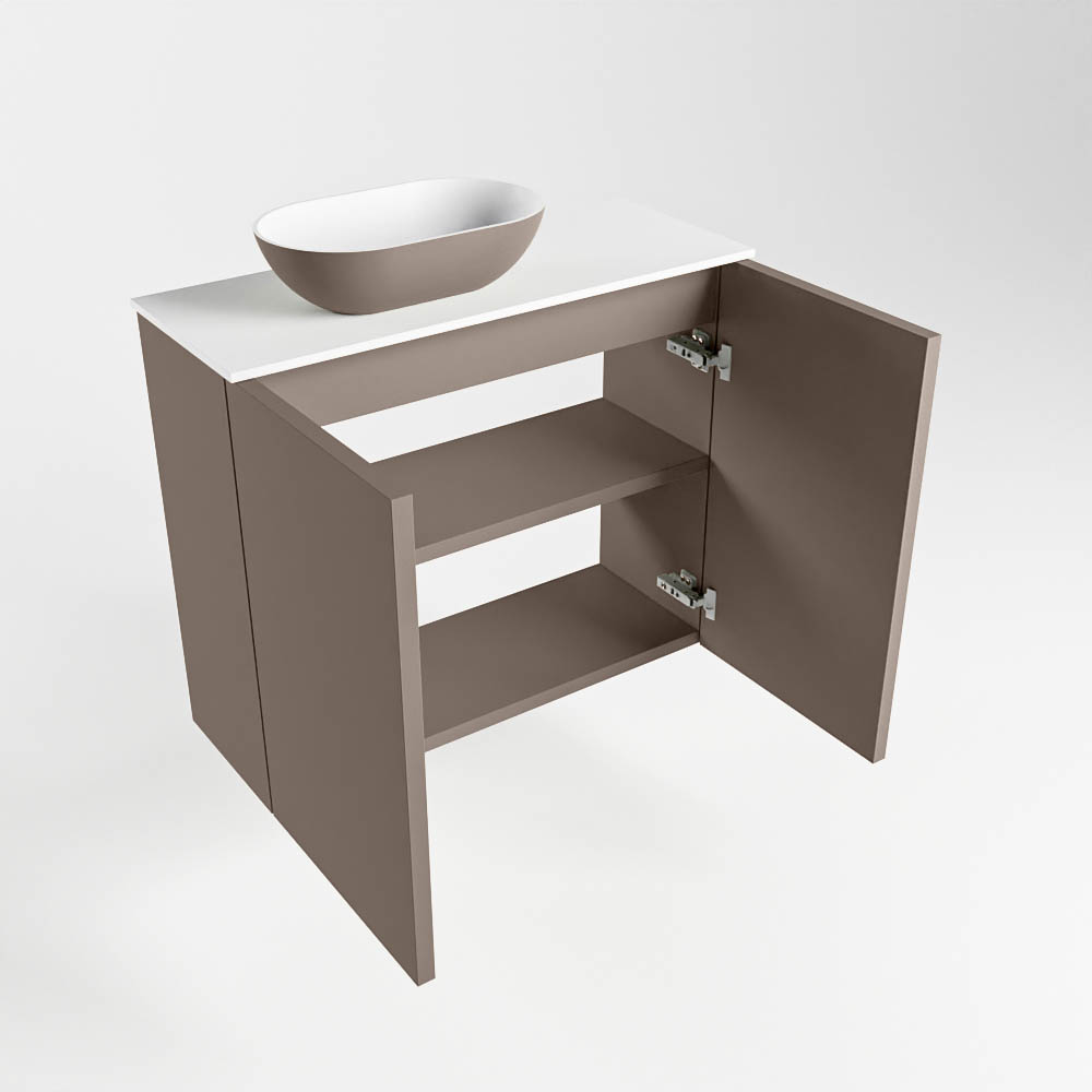 MONDIAZ FOWY toiletmeubel 60cm kleur smoke. Waskom positie links kleur smoke | talc. Met 1 kraangat - Afbeelding 6