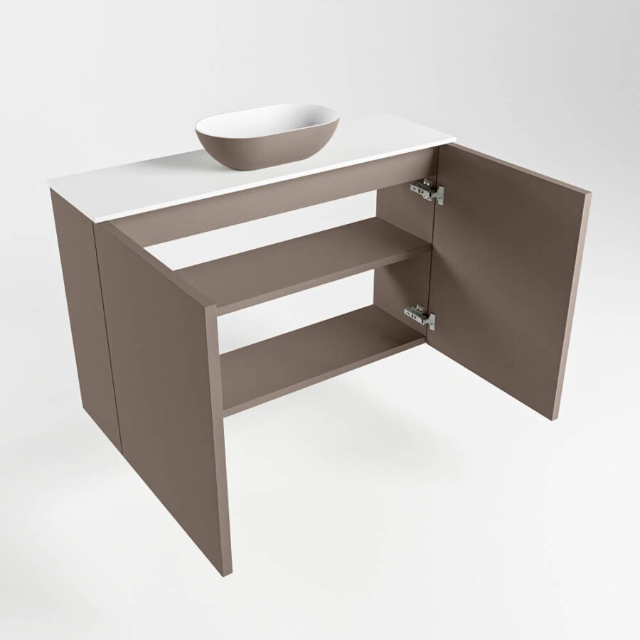 MONDIAZ FOWY toiletmeubel 80cm kleur smoke. Waskom positie midden kleur smoke | talc. Met 1 kraangat - Afbeelding 6