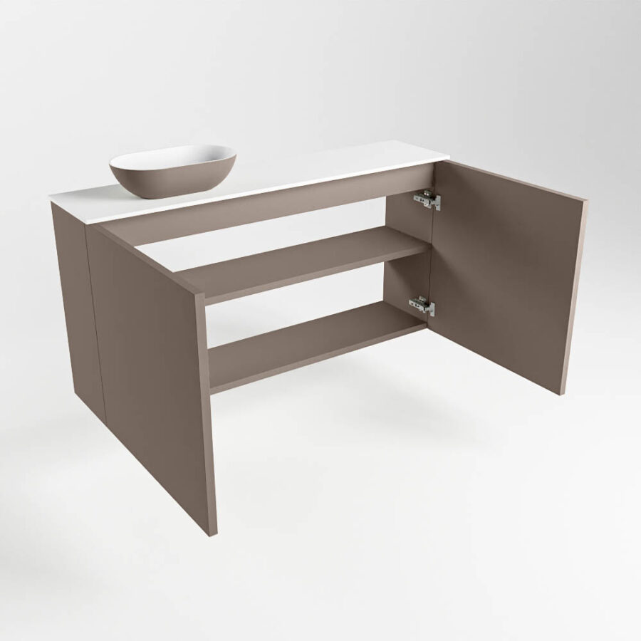MONDIAZ FOWY toiletmeubel 100cm kleur smoke. Waskom positie links kleur smoke | talc. Met 1 kraangat - Afbeelding 6