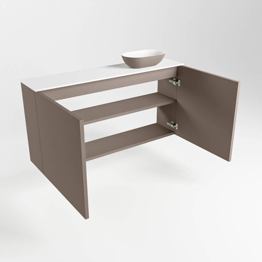 MONDIAZ FOWY toiletmeubel 100cm kleur smoke. Waskom positie rechts kleur smoke | talc. Met 1 kraangat - Afbeelding 6