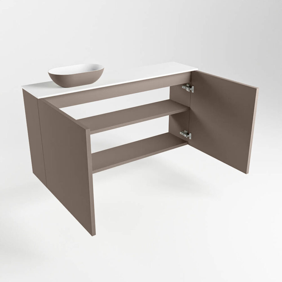 MONDIAZ FOWY toiletmeubel 100cm kleur smoke. Waskom positie links kleur smoke | talc. Zonder kraangat - Afbeelding 6