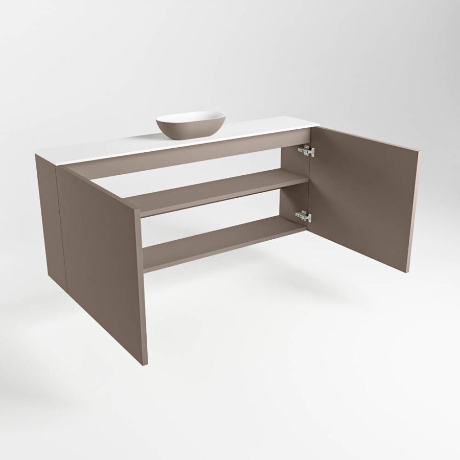 MONDIAZ FOWY toiletmeubel 120cm kleur smoke. Waskom positie midden kleur smoke | talc. Zonder kraangat - Afbeelding 6