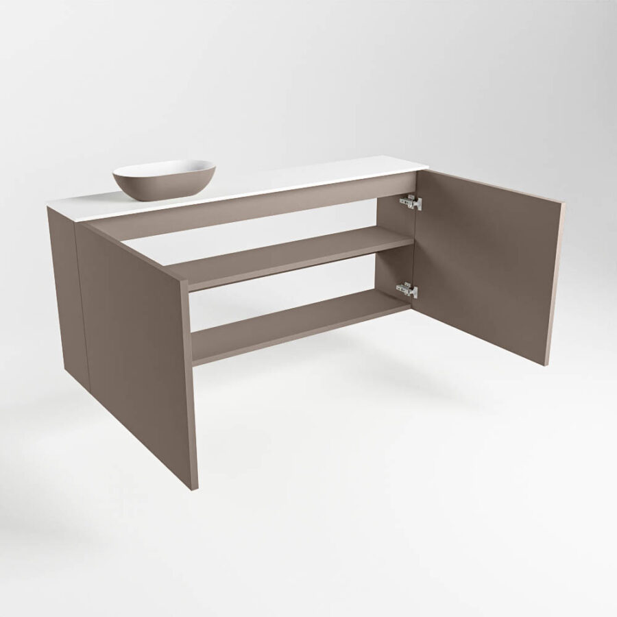 MONDIAZ FOWY toiletmeubel 120cm kleur smoke. Waskom positie links kleur smoke | talc. Zonder kraangat - Afbeelding 6