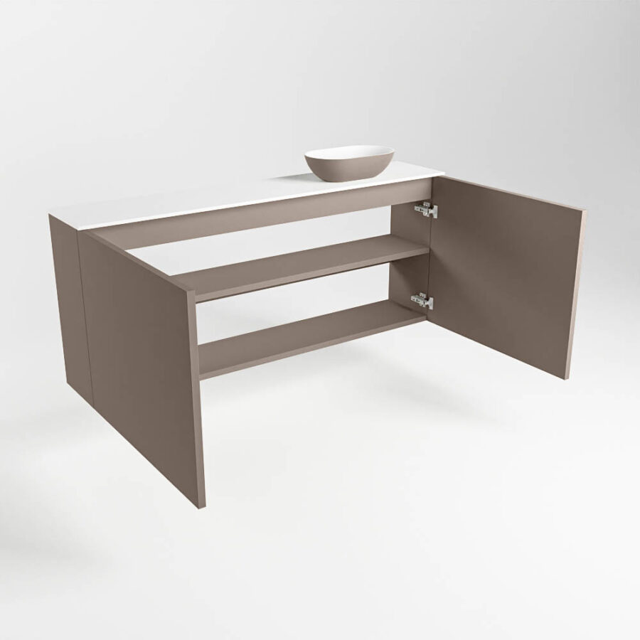 MONDIAZ FOWY toiletmeubel 120cm kleur smoke. Waskom positie rechts kleur smoke | talc. Zonder kraangat - Afbeelding 6