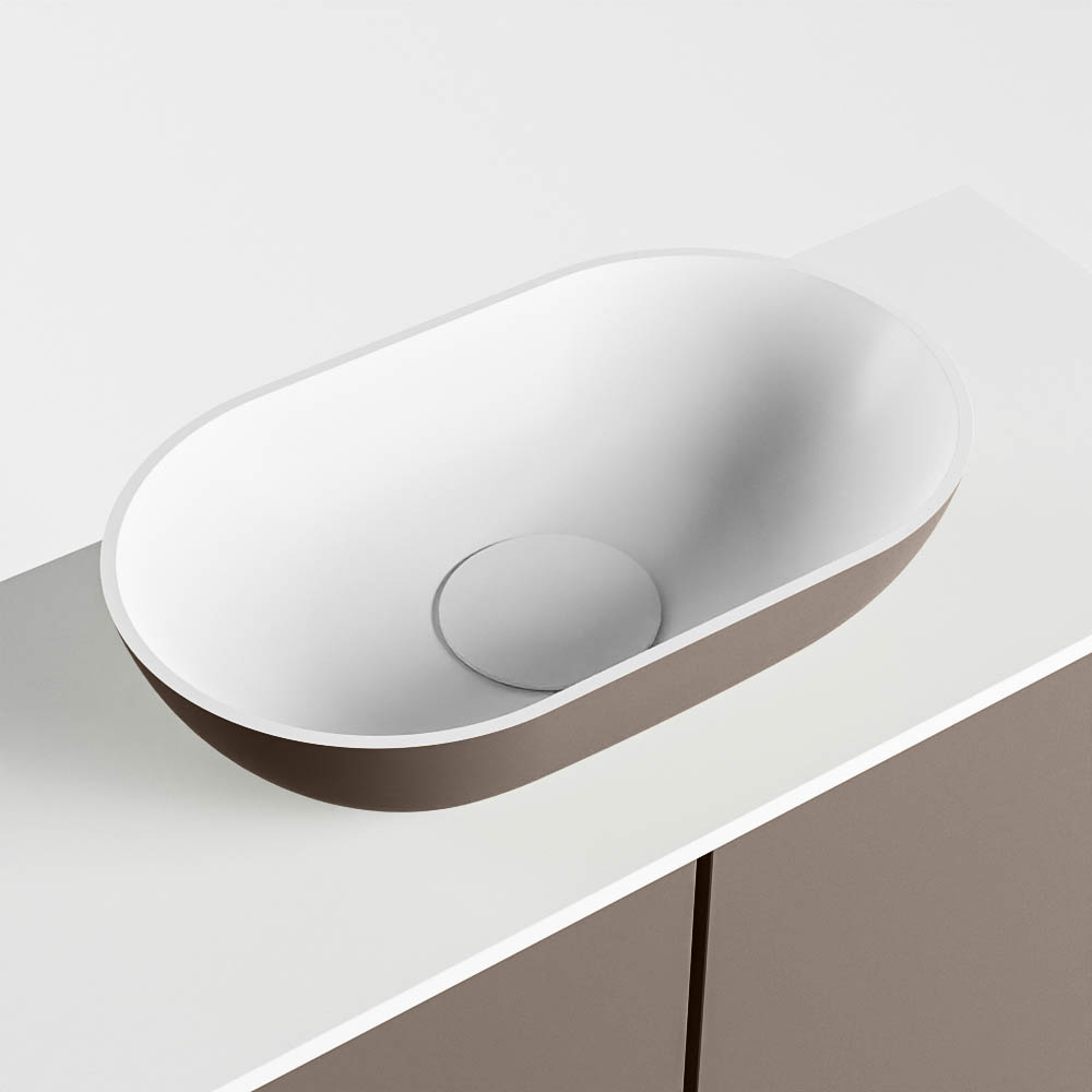 MONDIAZ FOWY toiletmeubel 60cm kleur smoke. Waskom positie midden kleur smoke | talc. Met 1 kraangat - Afbeelding 7